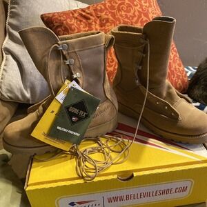 NEW 🔥 BELLEVILLE TLS ARMY COMBAT BOOTS VIBRAM & Gore Tex DESERT TAN 4.5 R